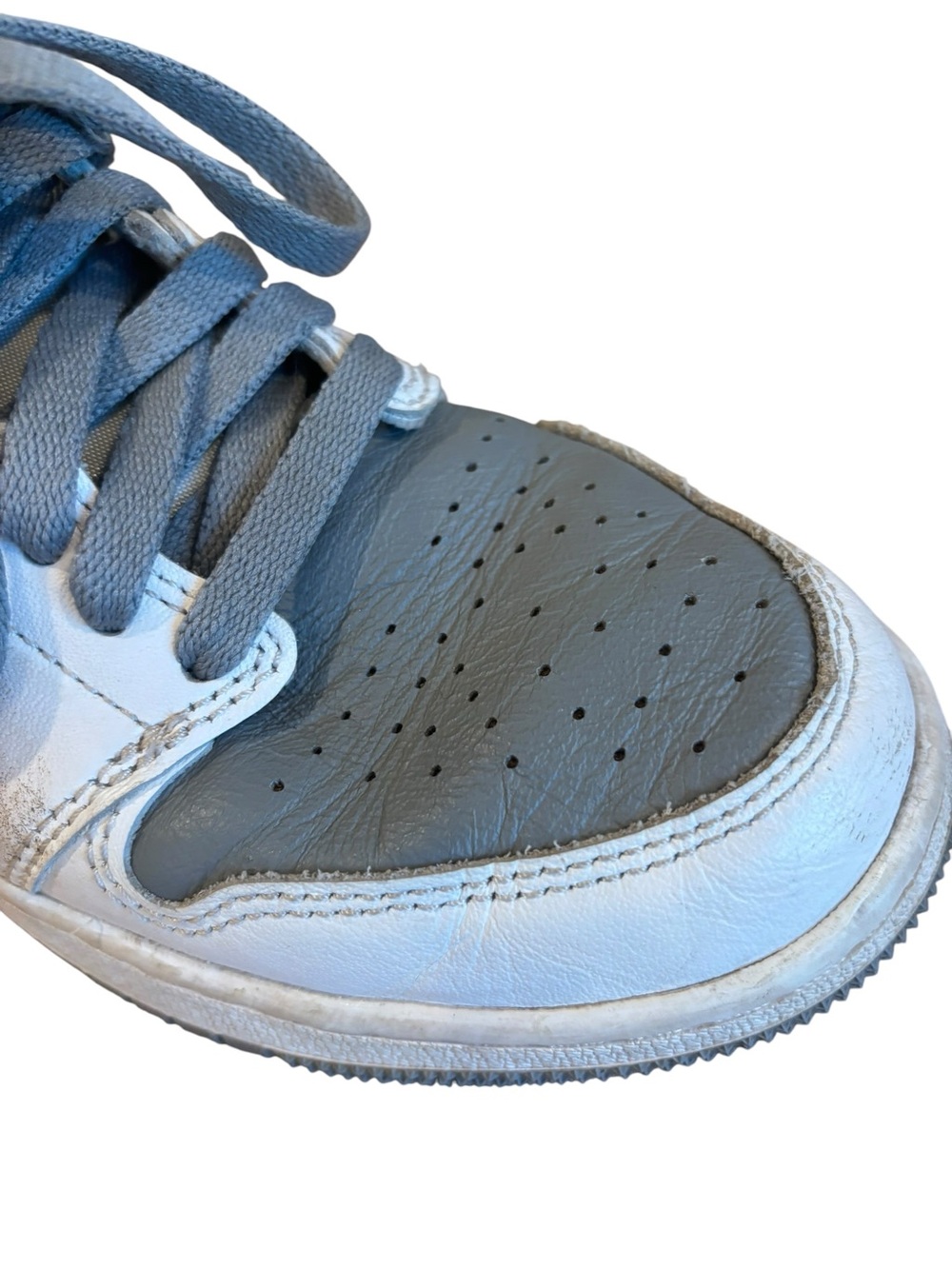Nike Air Jordan 1 High Top Sneakers - White & Gray Kids Size 5 - Picture 5 of 8
